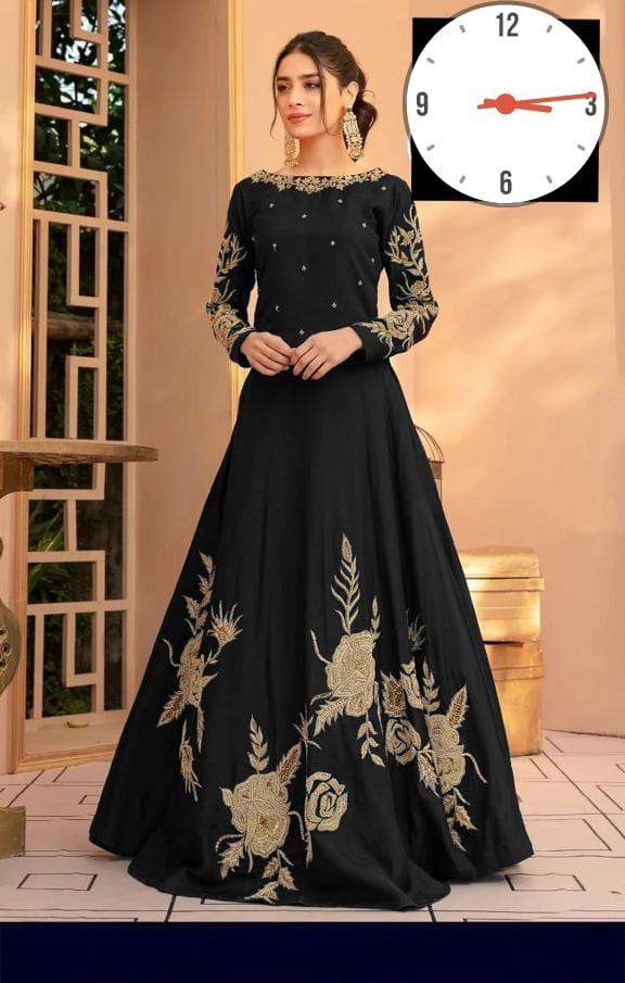 Black Shamoz Silk Maxi with Zari Tilla Embroidery