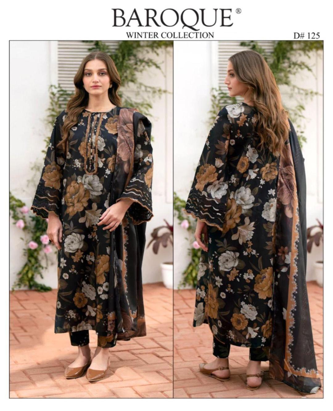 Black 3 pieces Unstitched karandi digital print suit