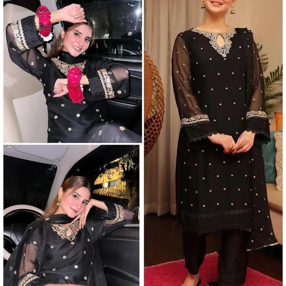 Black dress of Hania Amir in new style