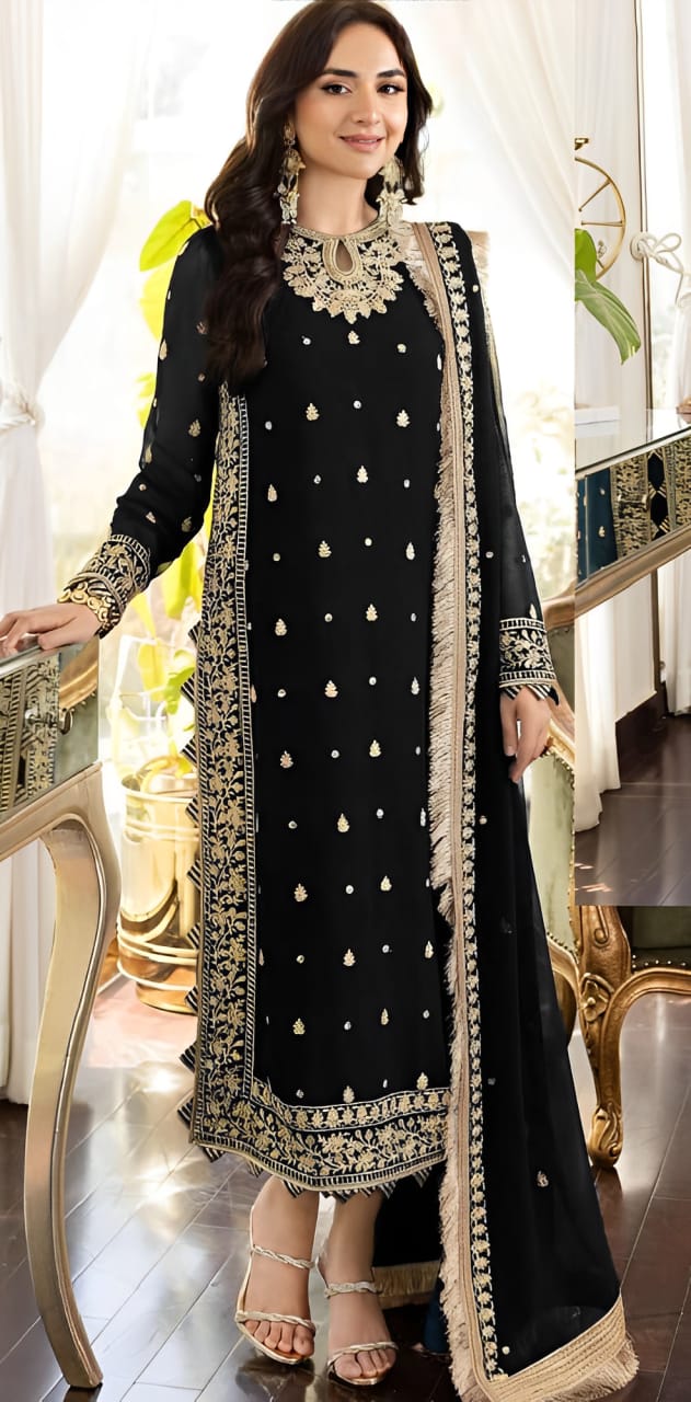 Luxury Chiffon Embroidered Suit